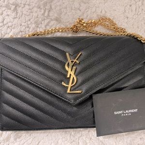 Ysl clutch black gold hardware